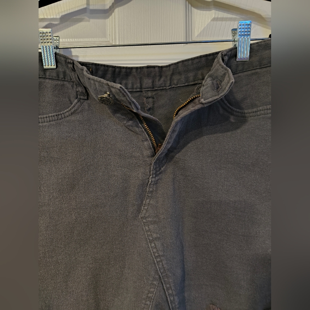 5KG Jeans Sz L Distressed Black Denim Squirt - Picture 4 of 8